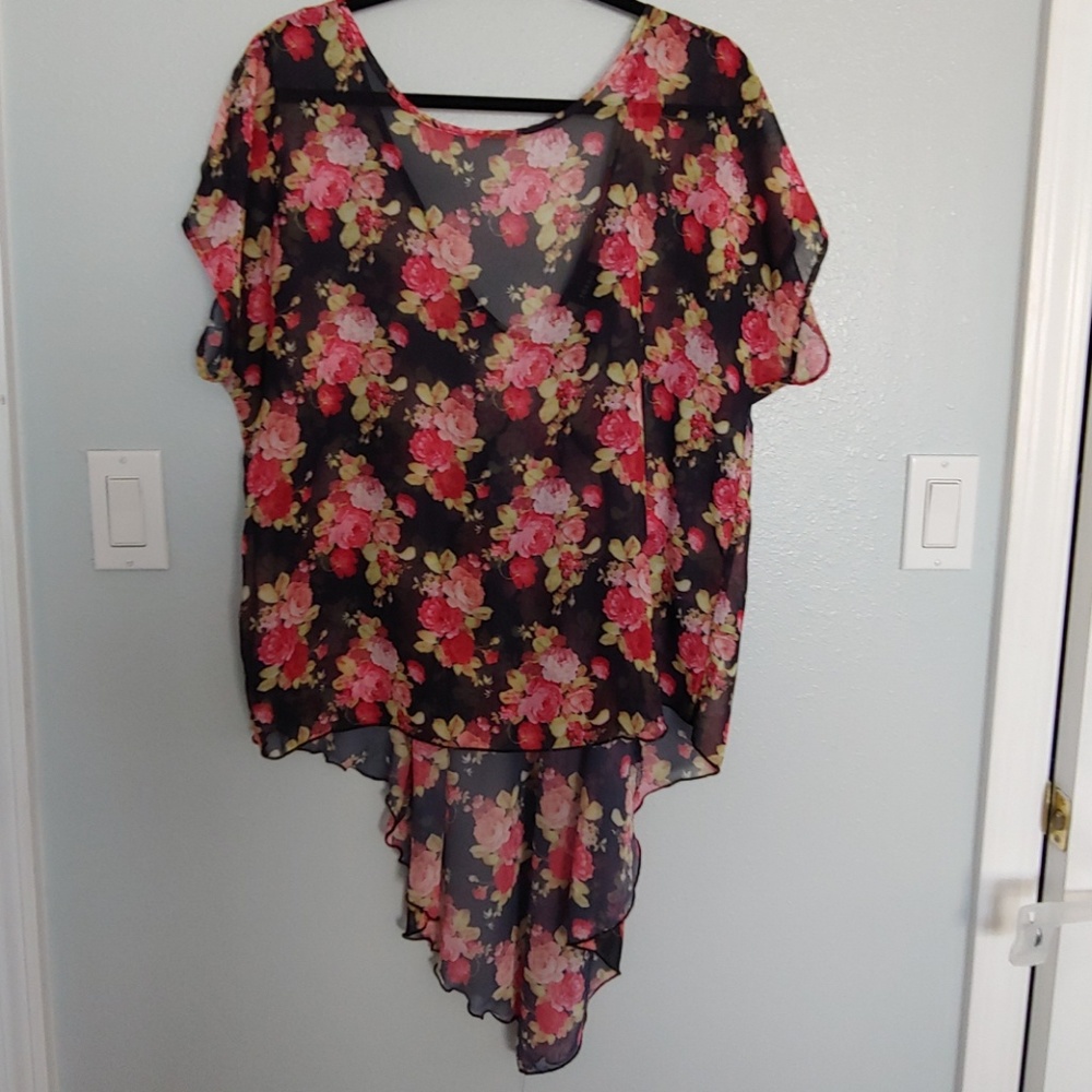 Torrid Sheer Hi-Low Blouse